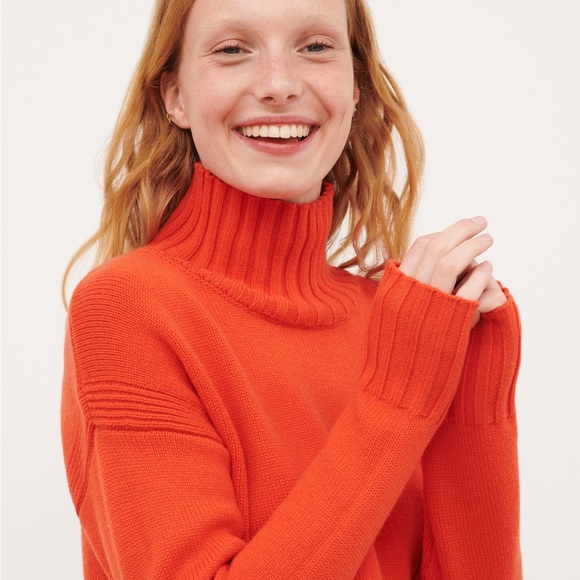 Comptoir des Cotonniers France Orange Wool High Neck Sweater Womens Pullover - Picture 5 of 13